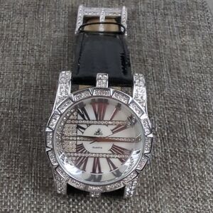 Crystal-Trim Black Women's Watch with Gloss Strap - Brand: Unbranded
